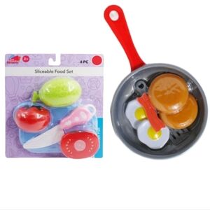 Kids Sliceable‎ Food Set and Frying Pan Play Set Simulation Children's Play Toys
